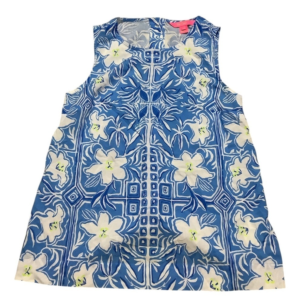 Lilly Pulitzer Floral Sleeveless Top in Blue and White